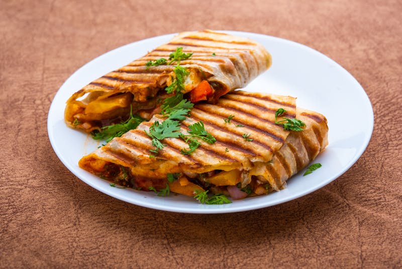 Veggie burrito with roasted vegetables